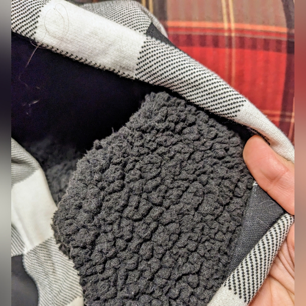 PINK Victoria's Secret Buffalo Check and Sherpa Lined Hood Hoodie Sweatshirt L - Picture 5 of 10